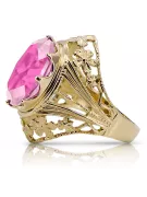 حرف يدوية فينتاج خاتم Amethyst 8 كارت من الذهب الأصفر vrc031x-am Art Deco أسلوب روسي سوفيتي اتحاد الجمهوريات السوفيتية